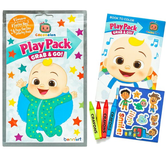 Bendon CoComelon Play Pack Grab Go Coloring Book Crayons Stickers Travel Crafts - Picture 1 of 5